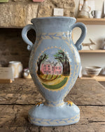 Blue Urn with Pink House