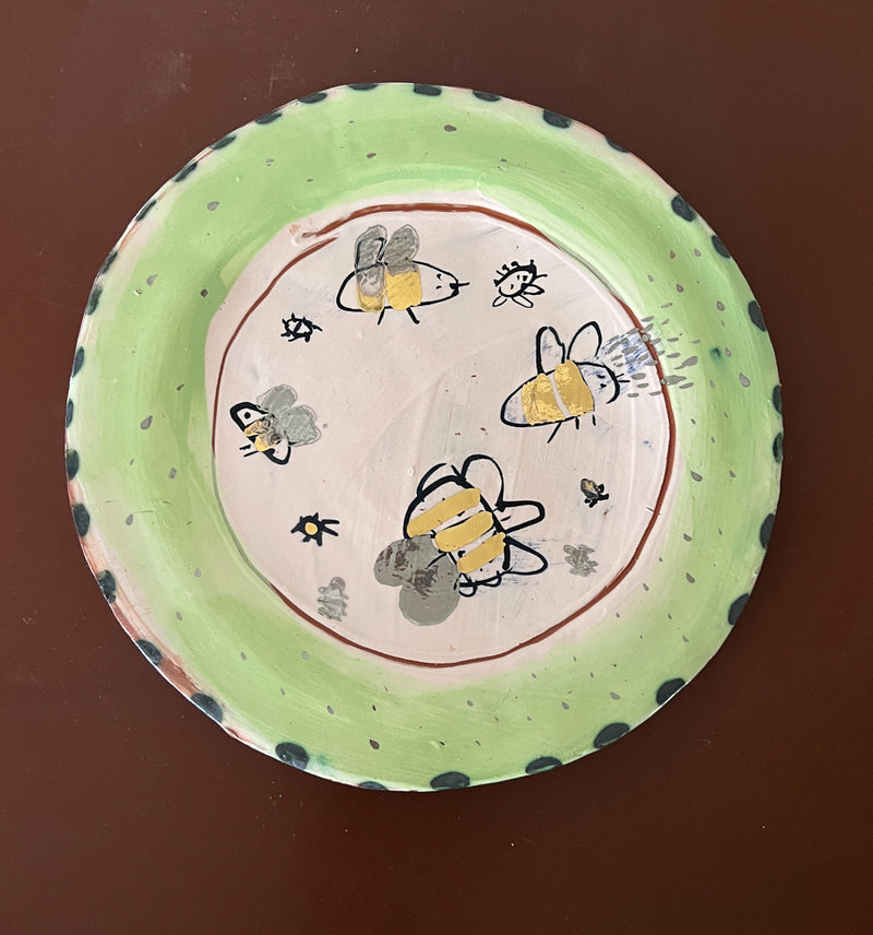 Green Bumble Bee Plate