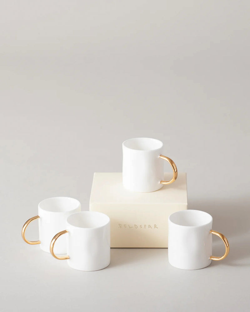 Set of Four Espresso Mugs Gold