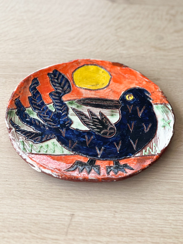 Crow with Orange Plate