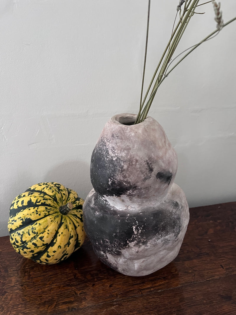 Hand built, pit fired gourd vessel