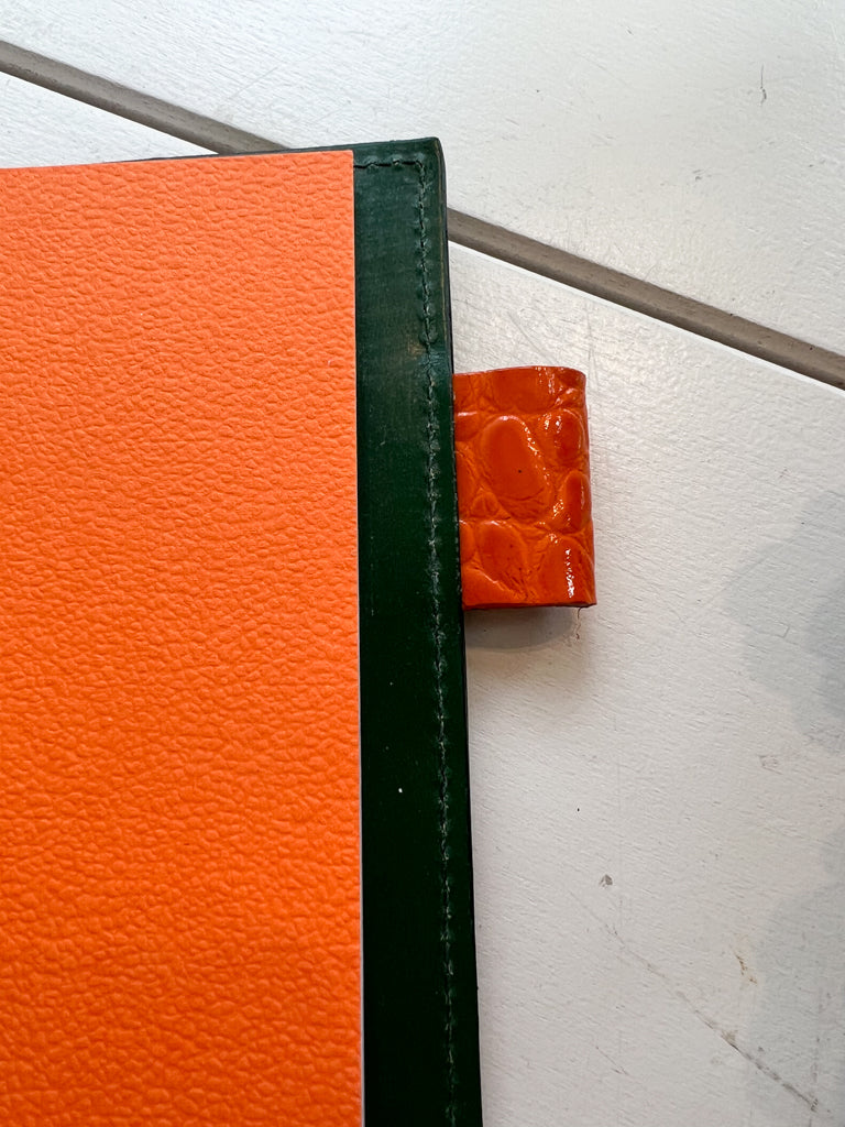 Leather Journal Cover Emerald/Orange